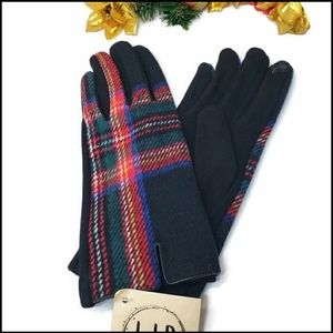 New Black Plaid Winter Fashion Gloves with Smart Touch